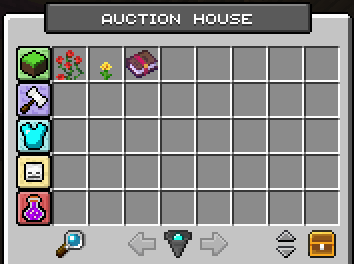 Grafische Darstellung des Auktionshaus-Menüs